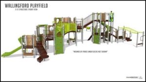 New play equipment in Wallingford Playfield for ages 5 to 12.