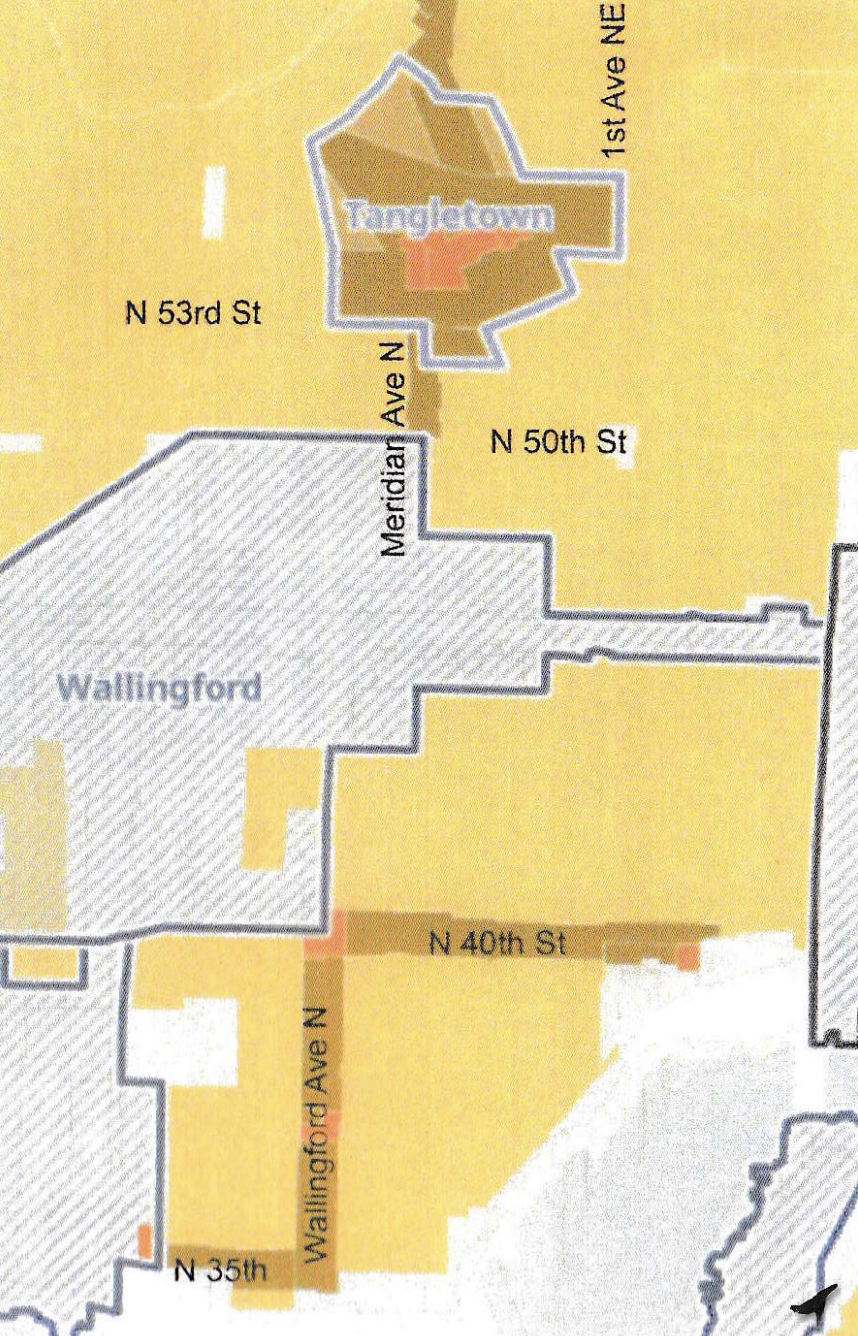 Bus Corridor Map - Wallingford zoning impact areas
